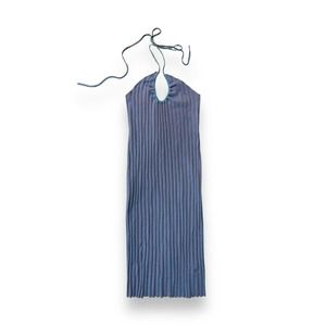 Paloma Wool Blue Jenny Ribbed Knit Halter Midi Dress‎ Size XL